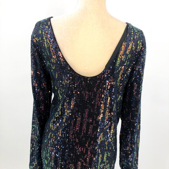CHELSEA28 Women's Sequin Long Sleeve Minidress Large Navy Blue Multi NWOT - Picture 8 of 10